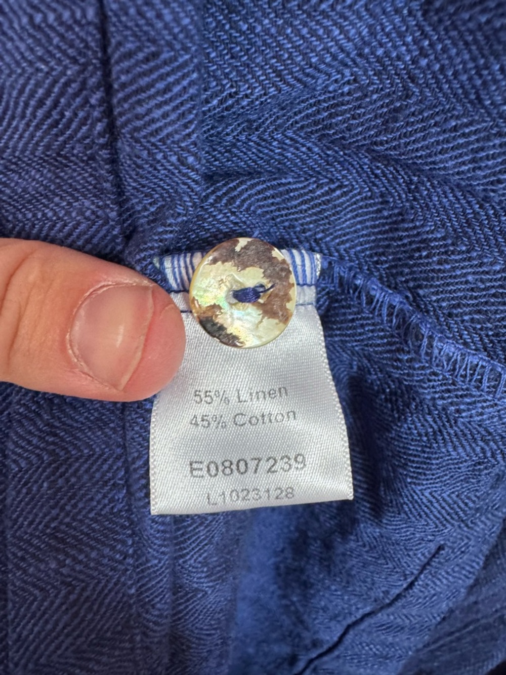 Kleen | xs oversized jumper v neck wide legged adjustable straps EUC blue linen - Picture 10 of 13